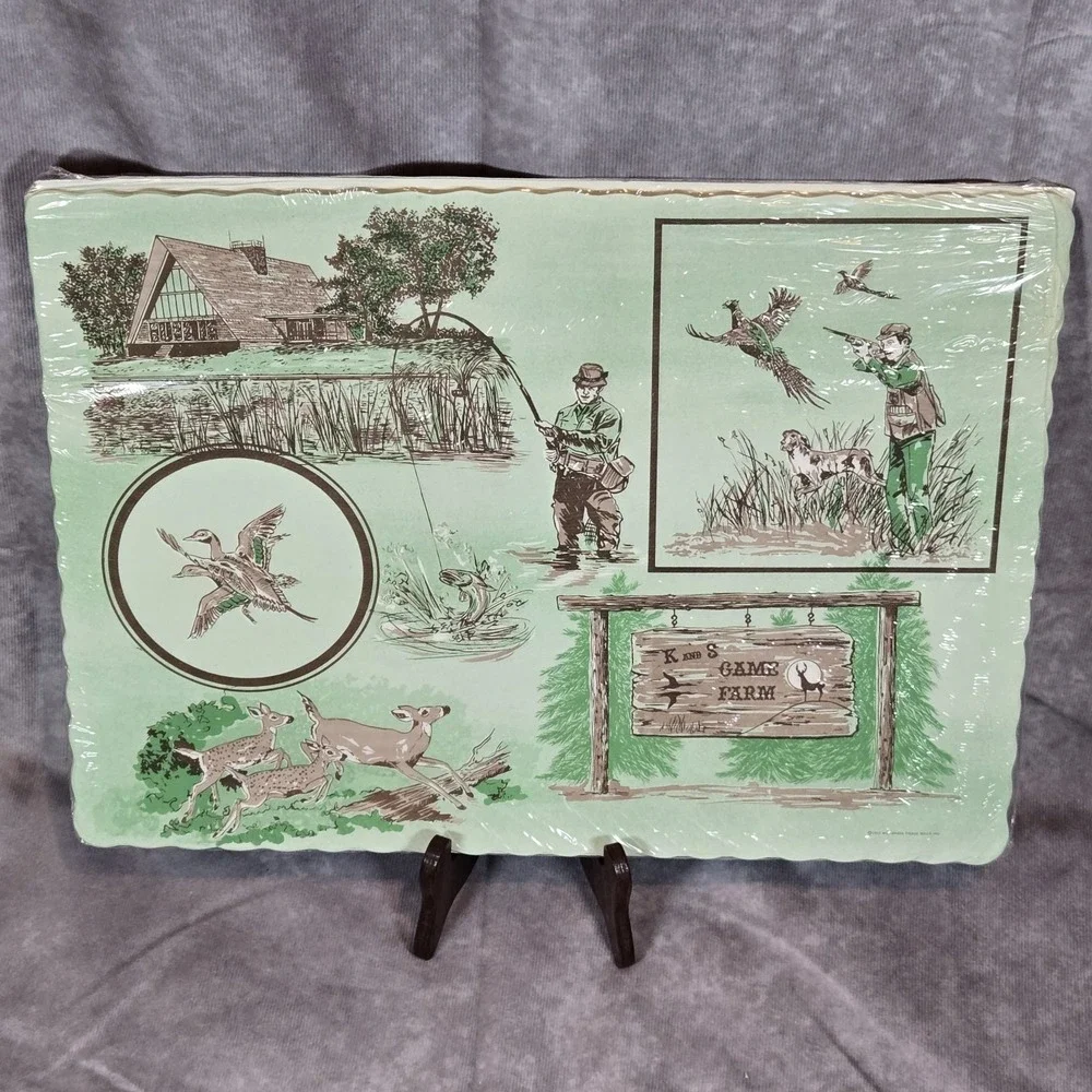 Vintage K & S Game Farm Paper Placemats Shiocton WI 1977 Wisconsin Tissue‎ Mills